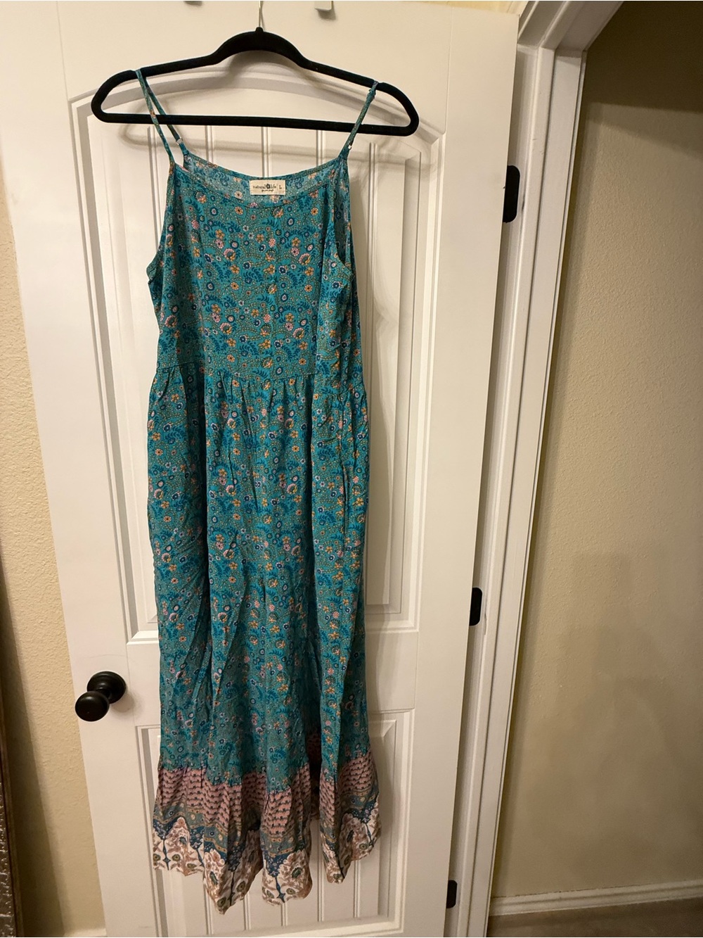 NATURAL LIFE Teal Floral Jumpsuit with flower Accents Large - Picture 2 of 6